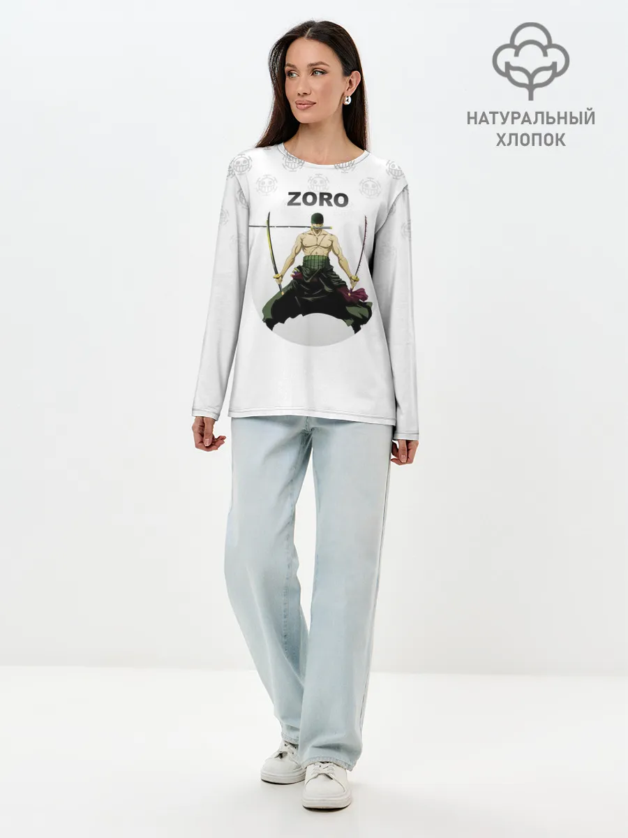 Лонгслив женский. Хлопок / Зоро | One Piece. Большой куш