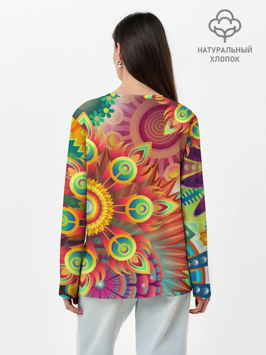 Лонгслив женский. Хлопок / Тропики