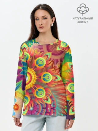 Лонгслив женский. Хлопок / Тропики