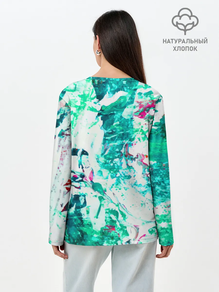 Лонгслив женский. Хлопок / Берюза Морской