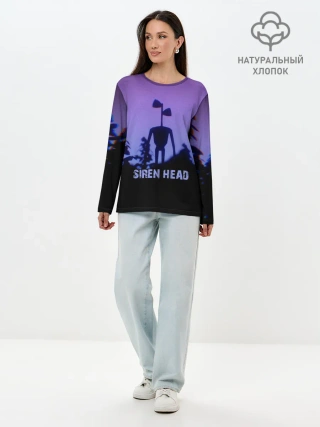 Лонгслив женский. Хлопок / СИРЕНОГОЛОВЫЙ ГЛИТЧ