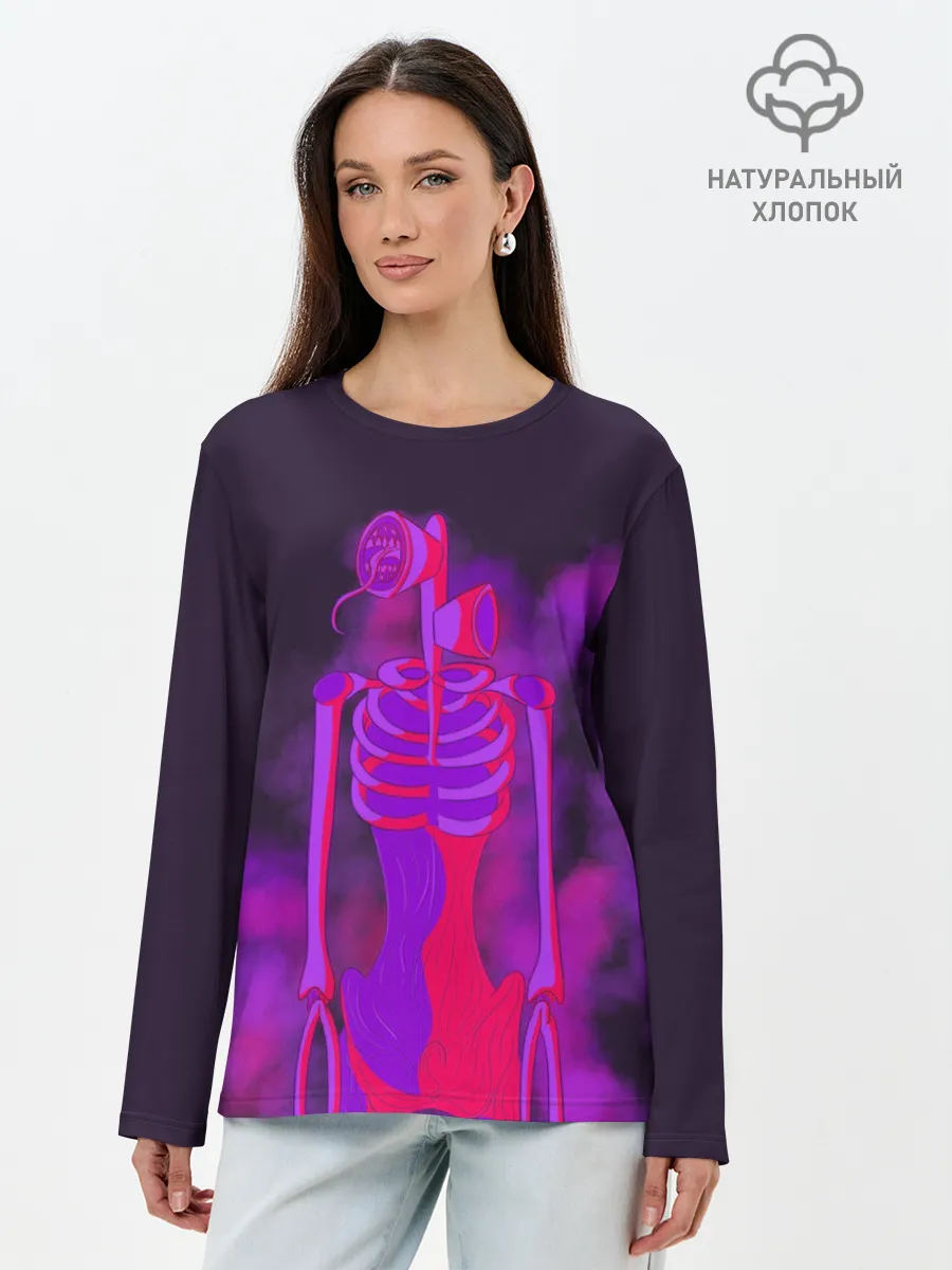 Лонгслив женский. Хлопок / СИРЕНОГОЛОВЫЙ НЕОН