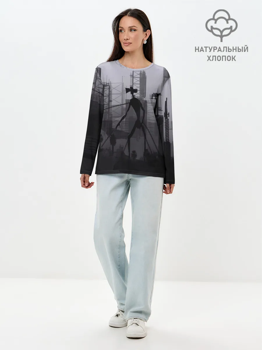 Лонгслив женский. Хлопок / СИРЕНОГОЛОВЫЙ В ЦЕПЯХ