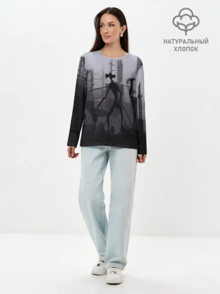 Лонгслив женский. Хлопок / СИРЕНОГОЛОВЫЙ В ЦЕПЯХ