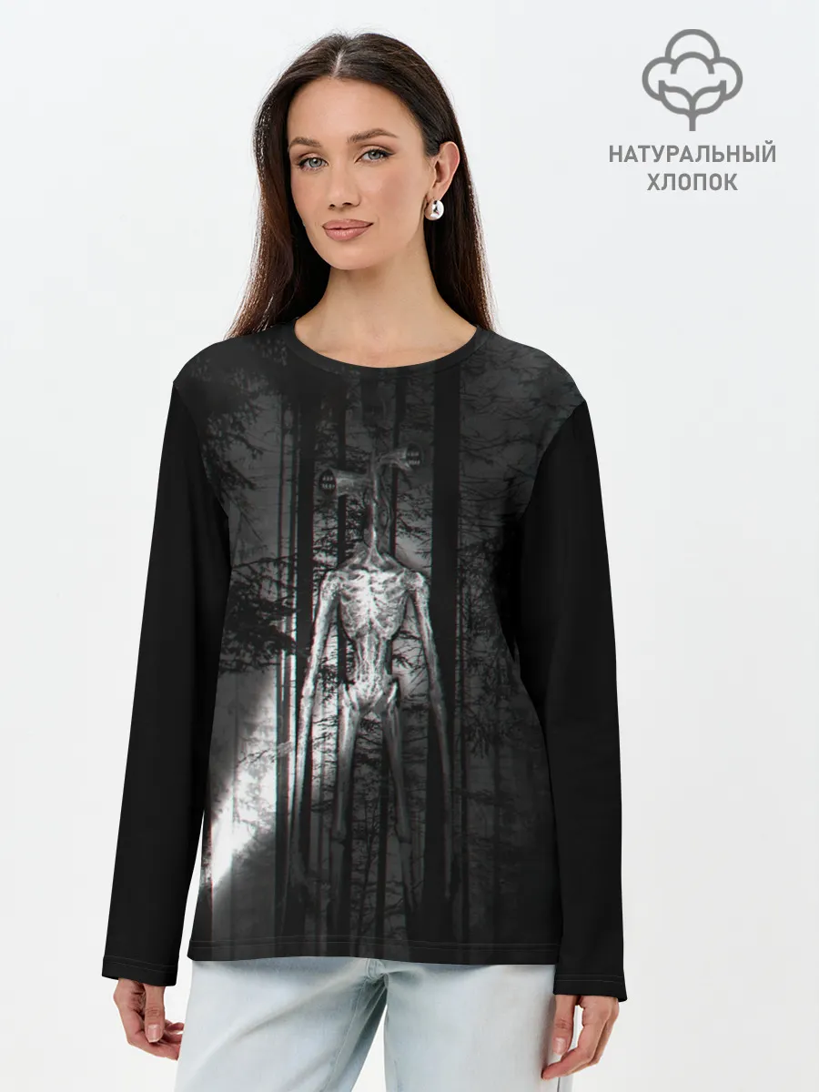 Лонгслив женский. Хлопок / СИРЕНОГОЛОВЫЙ GLITCH