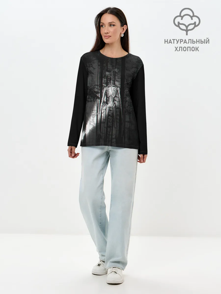 Лонгслив женский. Хлопок / СИРЕНОГОЛОВЫЙ GLITCH