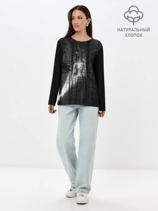 Лонгслив женский. Хлопок / СИРЕНОГОЛОВЫЙ GLITCH