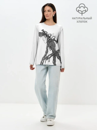 Лонгслив женский. Хлопок / SIREN HEAD РИСУНОК