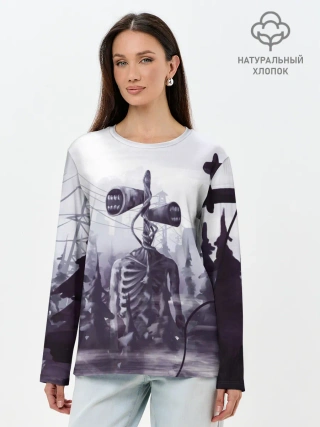 Лонгслив женский. Хлопок / СИРЕНОГОЛОВЫЙ В ГОРОДЕ