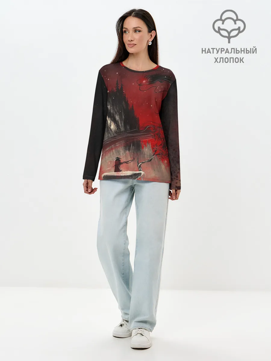 Лонгслив женский. Хлопок / ЗМЕЙ ДРАКОН 3D