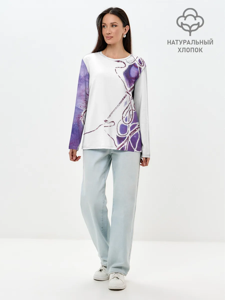 Лонгслив женский. Хлопок / Фиолетовые нити