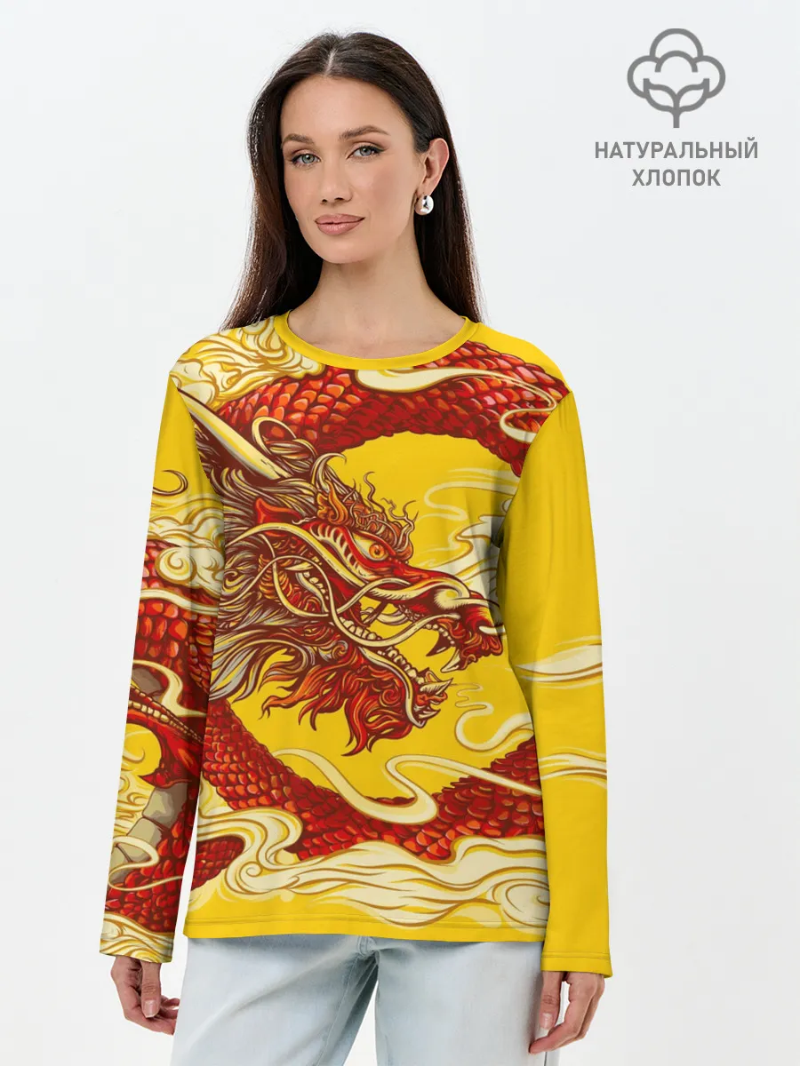 Лонгслив женский. Хлопок / Китайский Дракон, China Dragon
