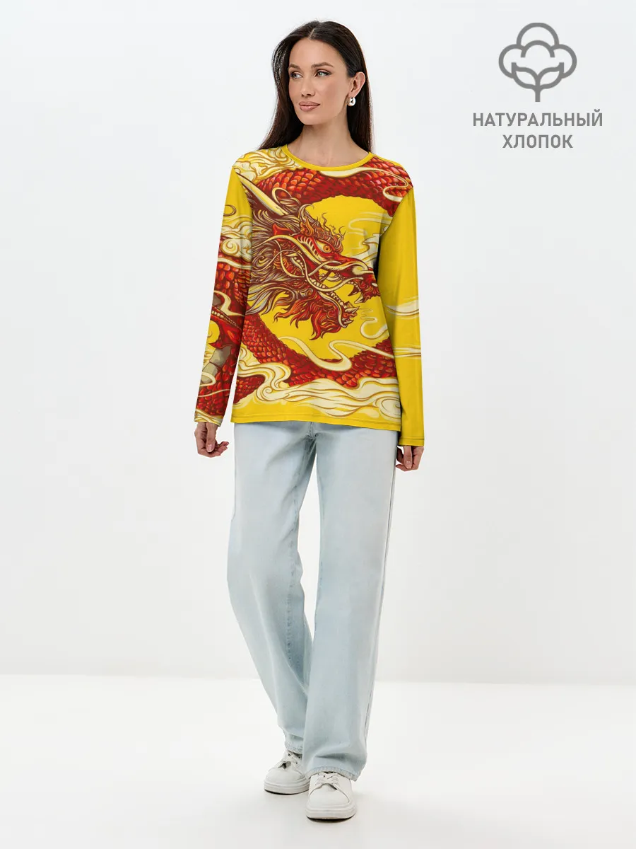 Лонгслив женский. Хлопок / Китайский Дракон, China Dragon