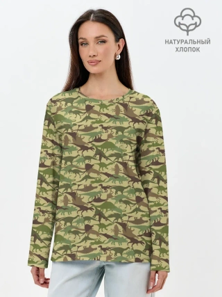 Лонгслив женский. Хлопок / Динозавры