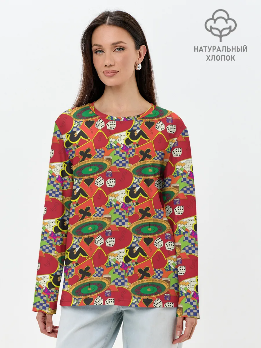 Лонгслив женский. Хлопок / Казино