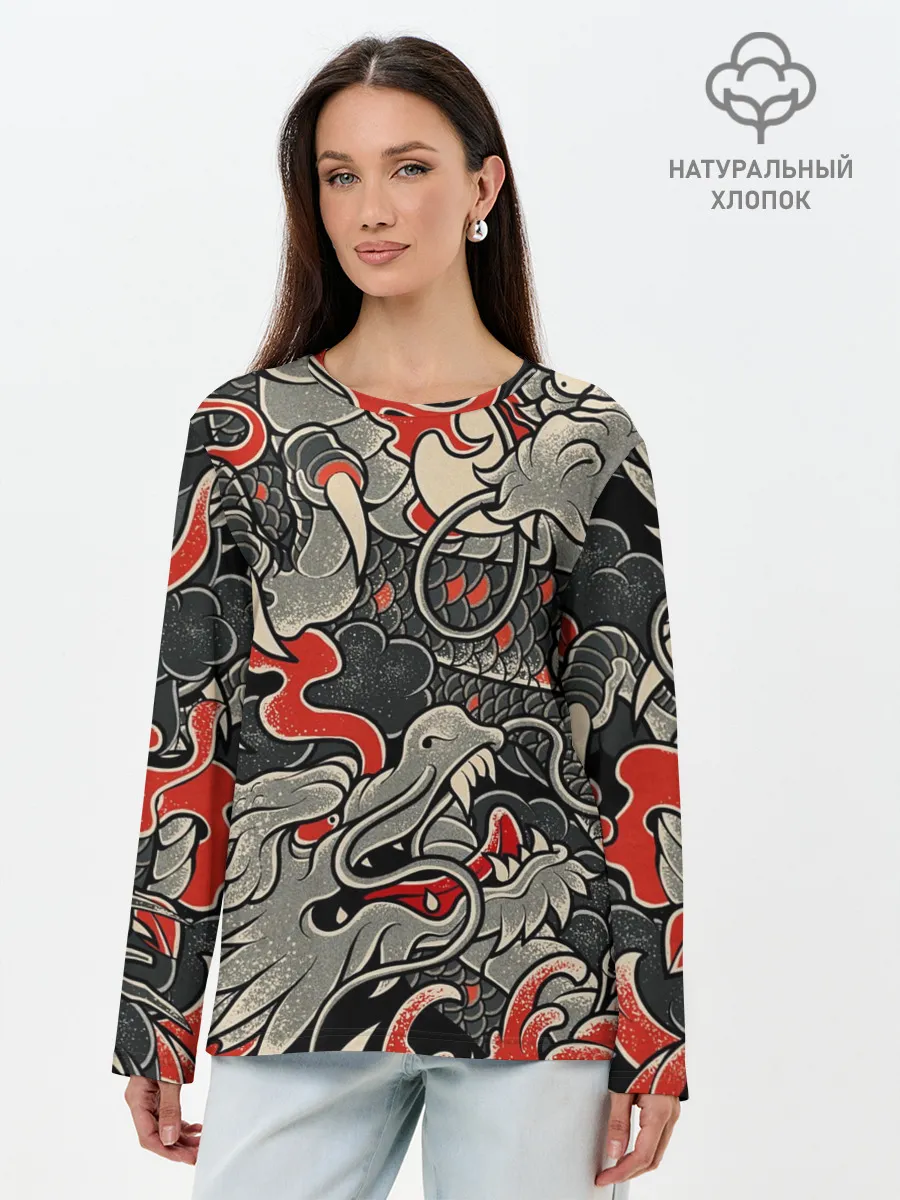 Лонгслив женский. Хлопок / Китайский Дракон, China Dragon