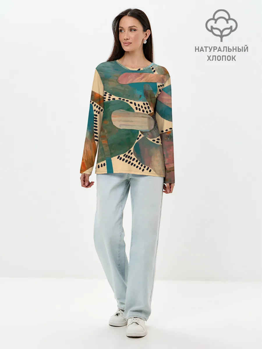 Лонгслив женский. Хлопок / Birches and fields