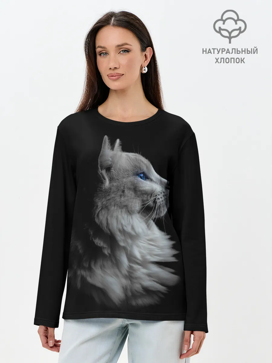 Лонгслив женский. Хлопок / Голубоглазый гот