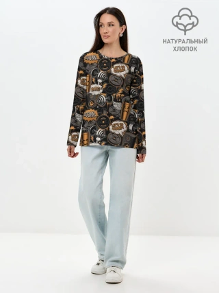 Лонгслив женский. Хлопок / Граффити на спорте