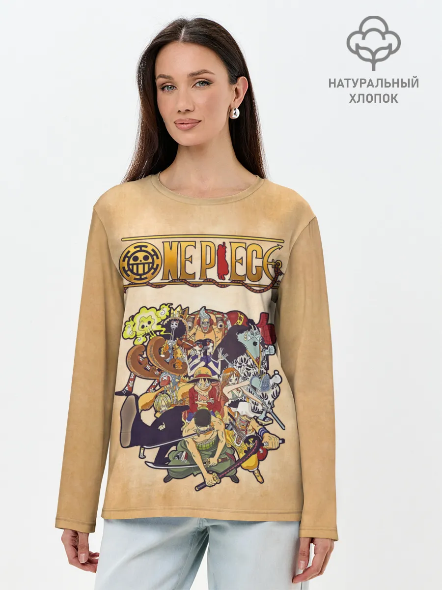Лонгслив женский. Хлопок / Пираты Соломенной Шляпы | One Piece