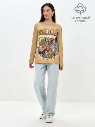 Лонгслив женский. Хлопок / Пираты Соломенной Шляпы | One Piece