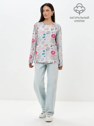 Лонгслив женский. Хлопок / Граффити