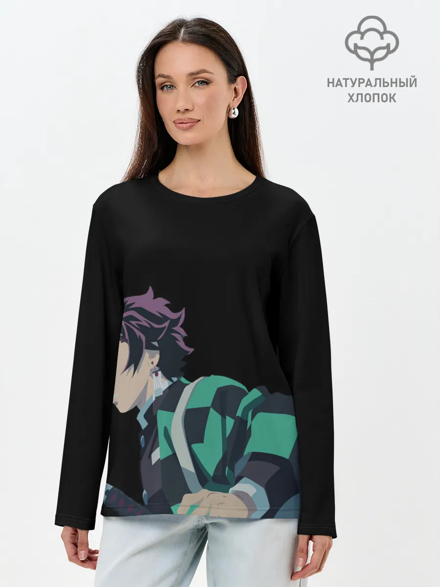 Лонгслив женский. Хлопок / Tanjirou Kamado