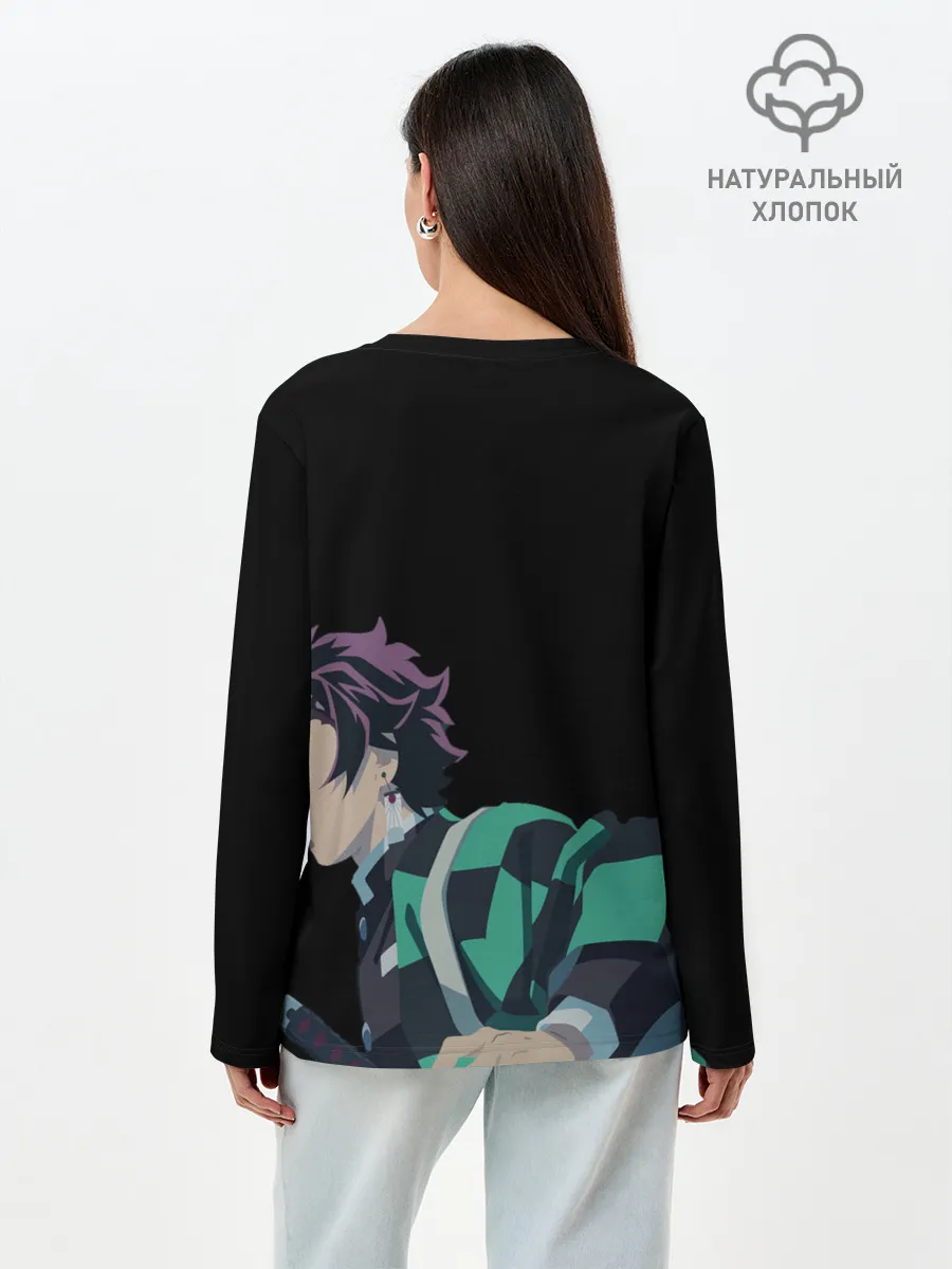 Лонгслив женский. Хлопок / Tanjirou Kamado