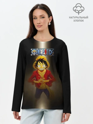 Лонгслив женский. Хлопок / Луффи One Piece. Большой куш