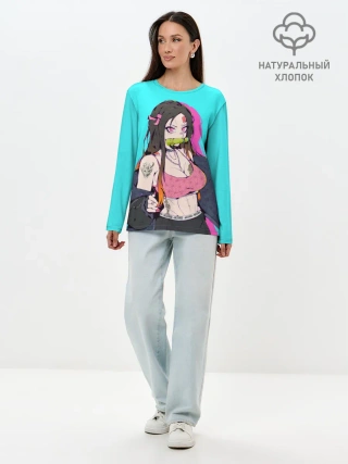 Лонгслив женский. Хлопок / Стильная Нэезуко