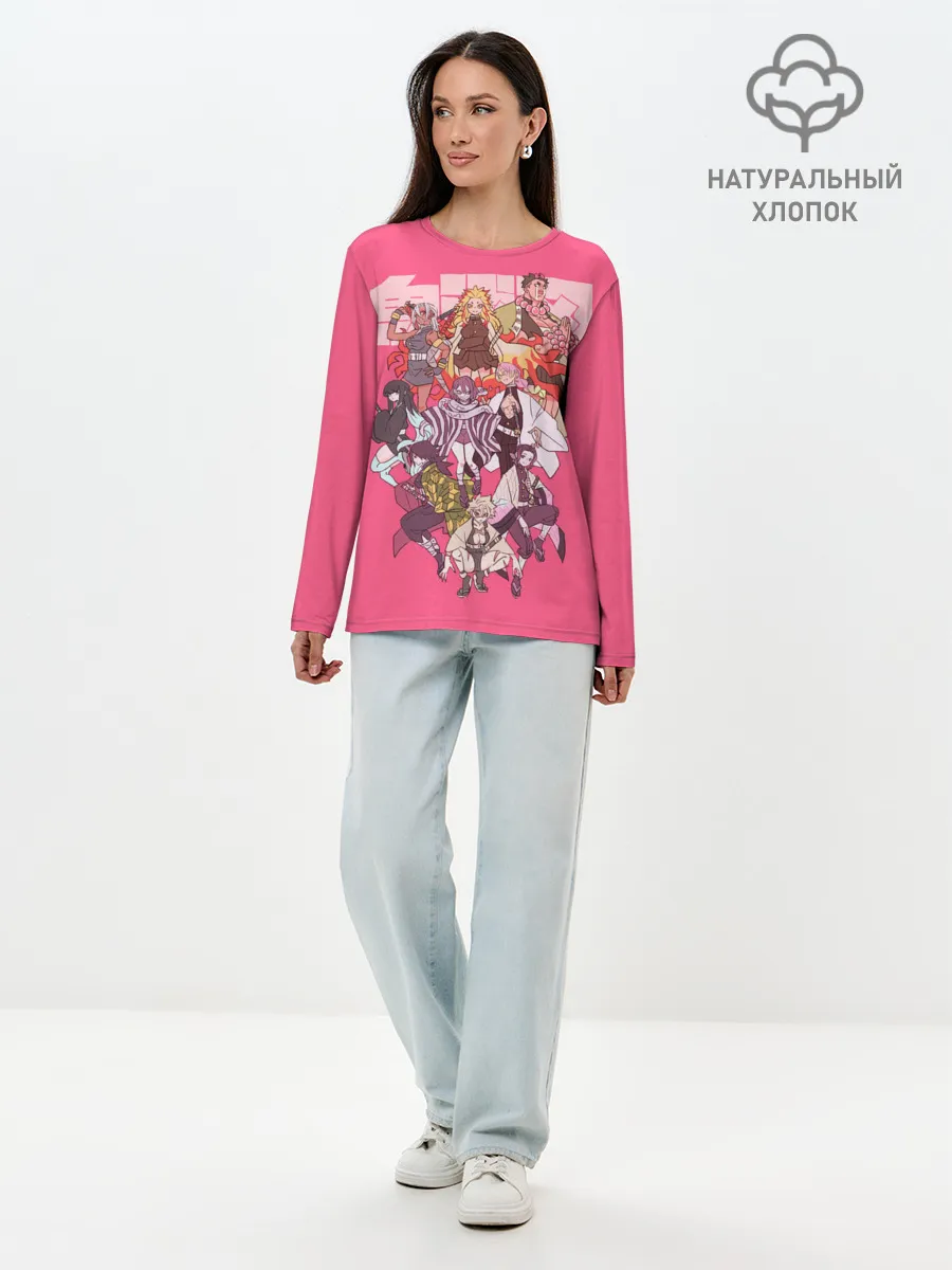 Лонгслив женский. Хлопок / Slayers on pink