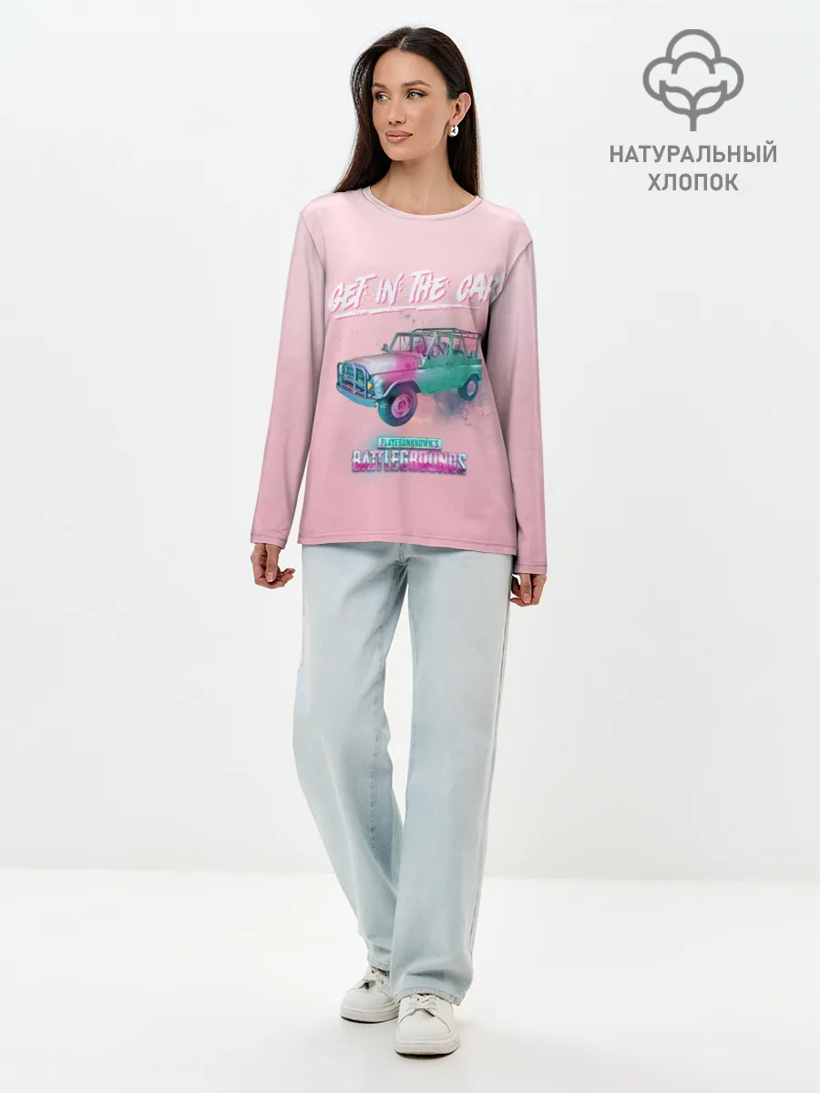 Лонгслив женский. Хлопок / Залазь в тачку!