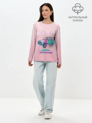 Лонгслив женский. Хлопок / Залазь в тачку!
