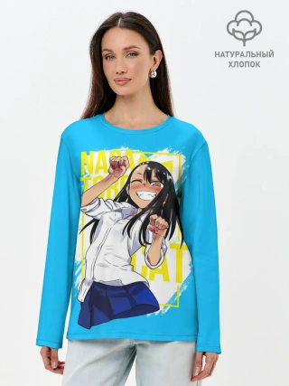 Лонгслив женский. Хлопок / Nagatoro cat