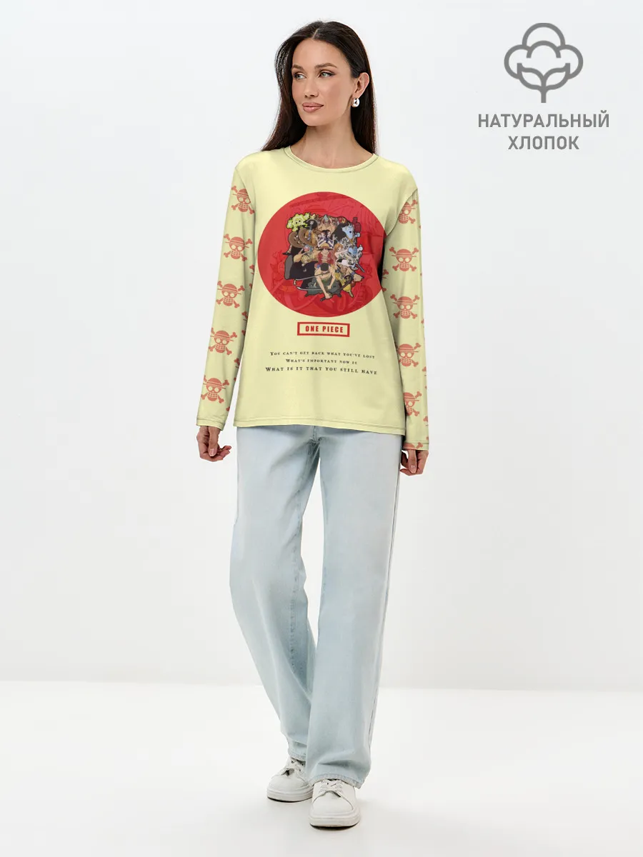 Лонгслив женский. Хлопок / Пираты Соломенной Шляпы | One Piece
