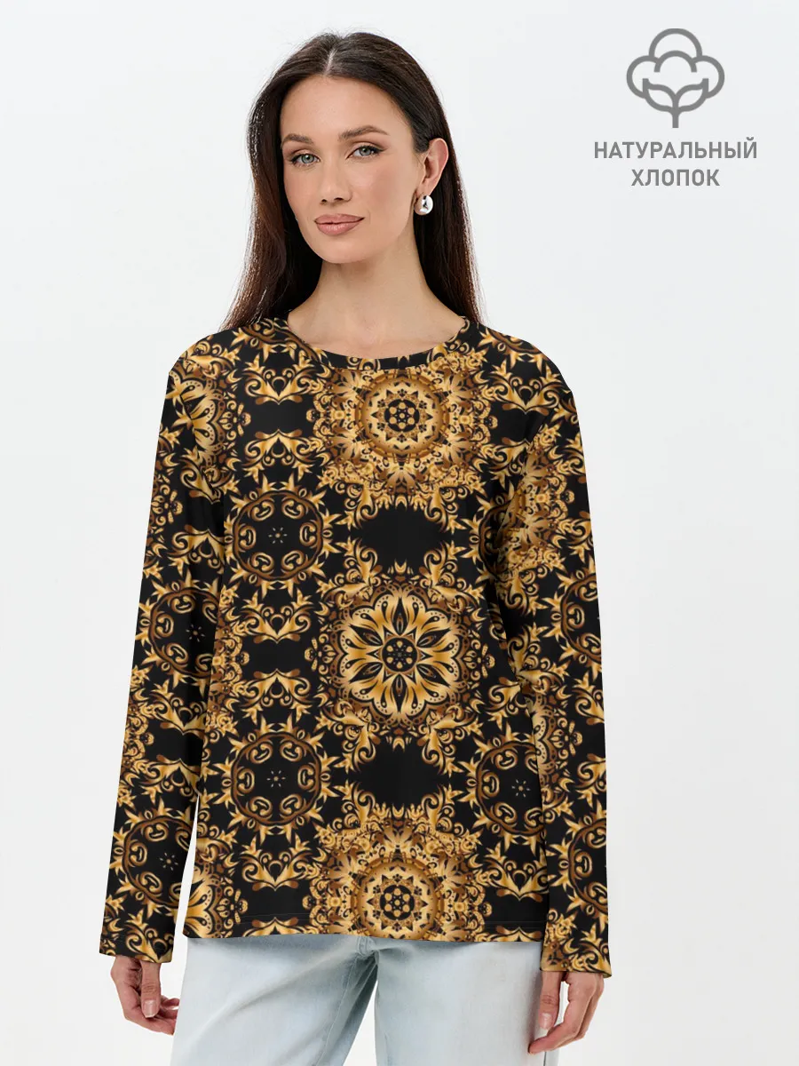 Лонгслив женский. Хлопок / классические узоры