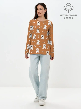 Лонгслив женский. Хлопок / Пёс и кость