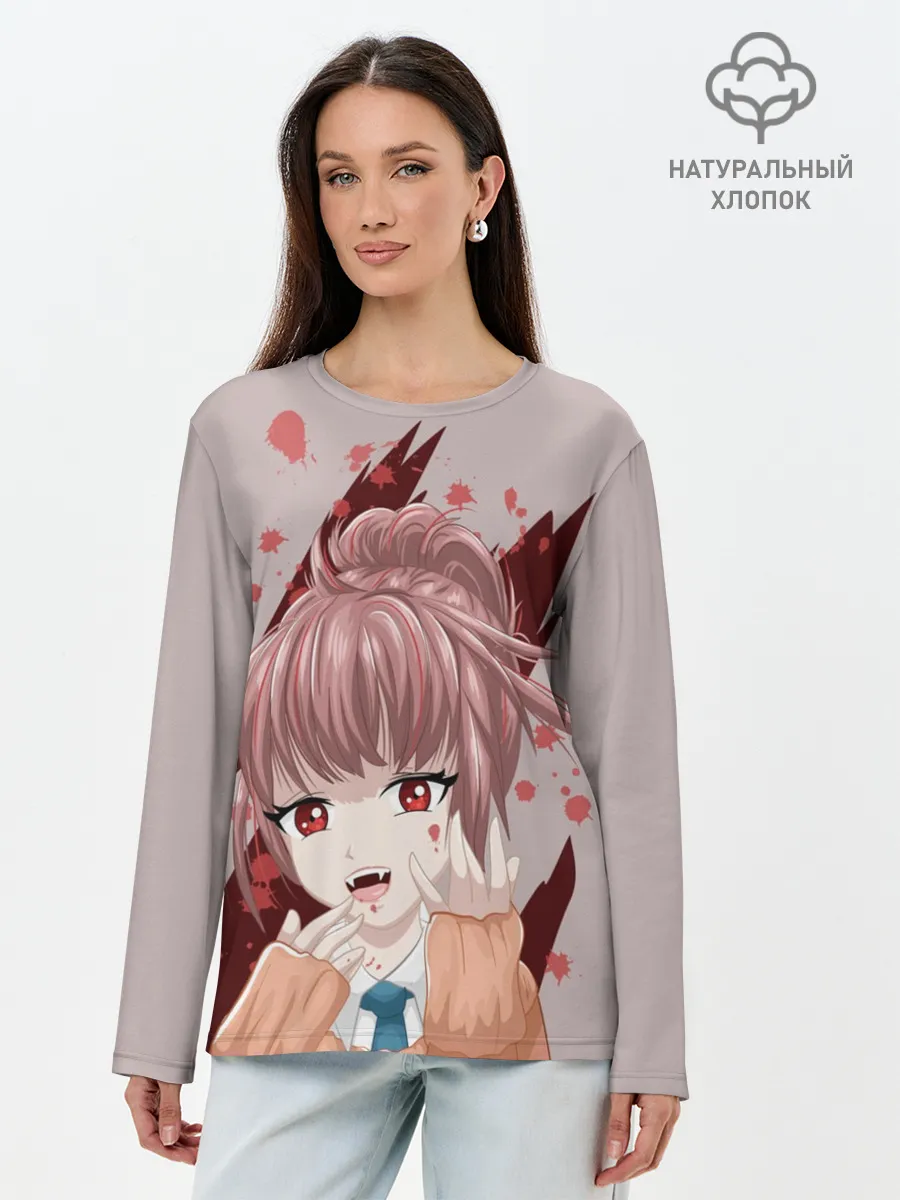 Лонгслив женский. Хлопок / Аниме-вампир