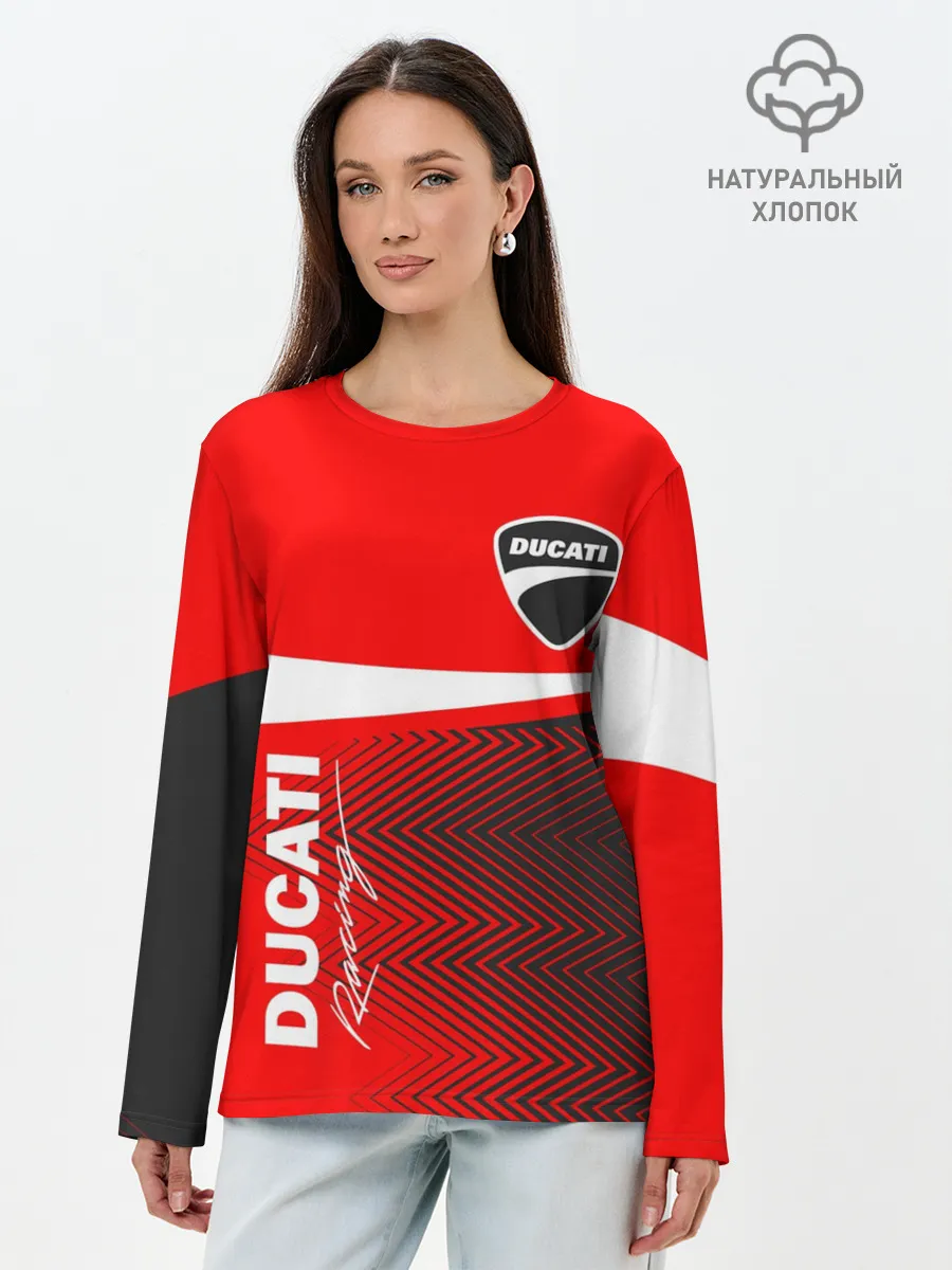 Лонгслив женский. Хлопок / DUCATI / ДУКАТИ / MOTOSPORT