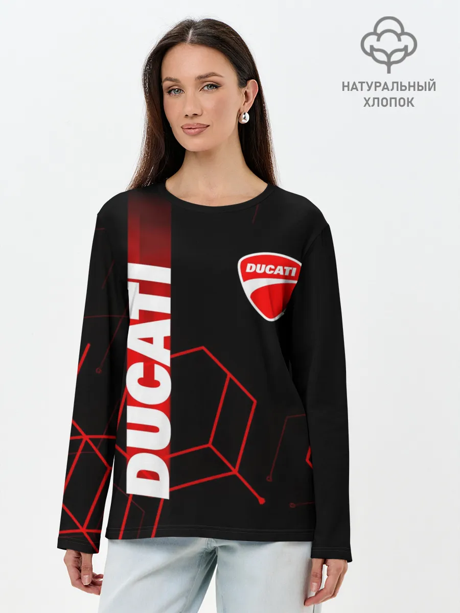 Лонгслив женский. Хлопок / DUCATI / ДУКАТИ / MOTOSPORT
