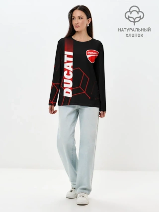 Лонгслив женский. Хлопок / DUCATI / ДУКАТИ / MOTOSPORT