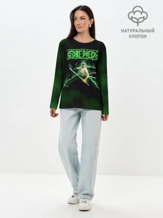 Лонгслив женский. Хлопок / Огненный Ророноа Зоро | One Piece