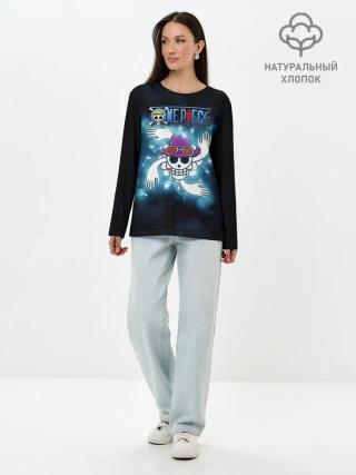 Лонгслив женский. Хлопок / Веселый Роджер Робин One Piece