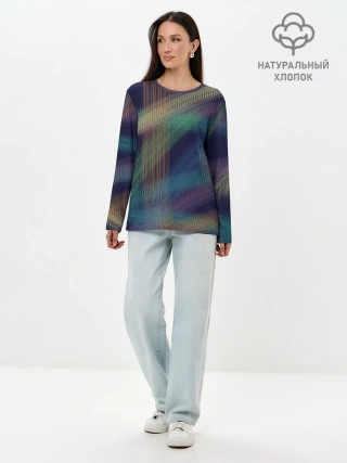 Лонгслив женский. Хлопок / разноцветная