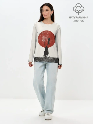 Лонгслив женский. Хлопок / Самурай на коне