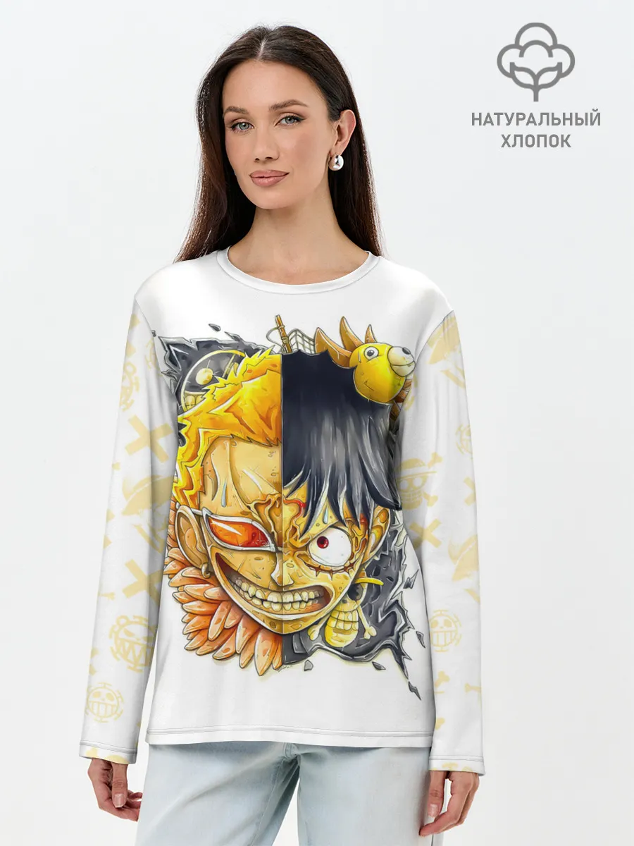 Лонгслив женский. Хлопок / Донкихот vs Луффи | One Piece