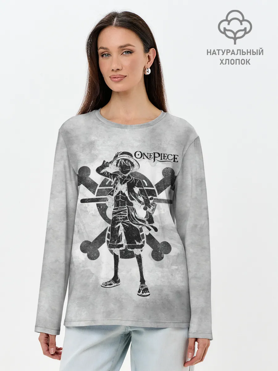 Лонгслив женский. Хлопок / Манки Д. Луффи пират Соломенной Шляпы