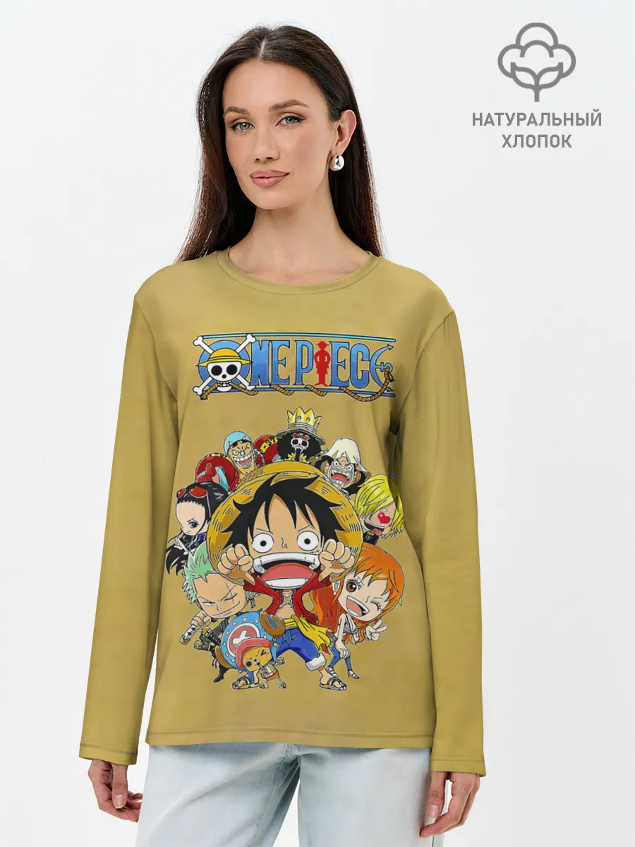 Лонгслив женский. Хлопок / Персонажи One Piece. Большой куш