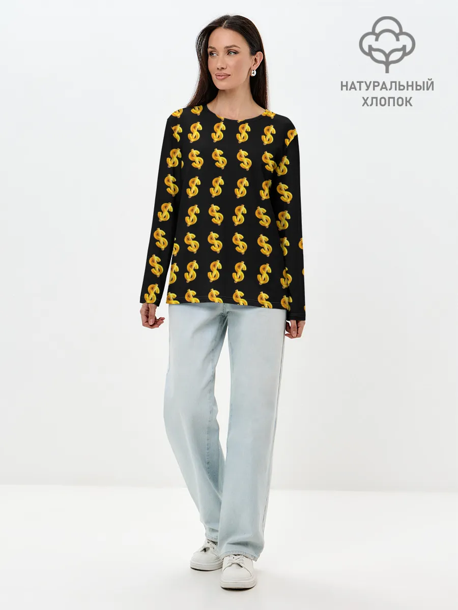 Лонгслив женский. Хлопок / Доллар золотой