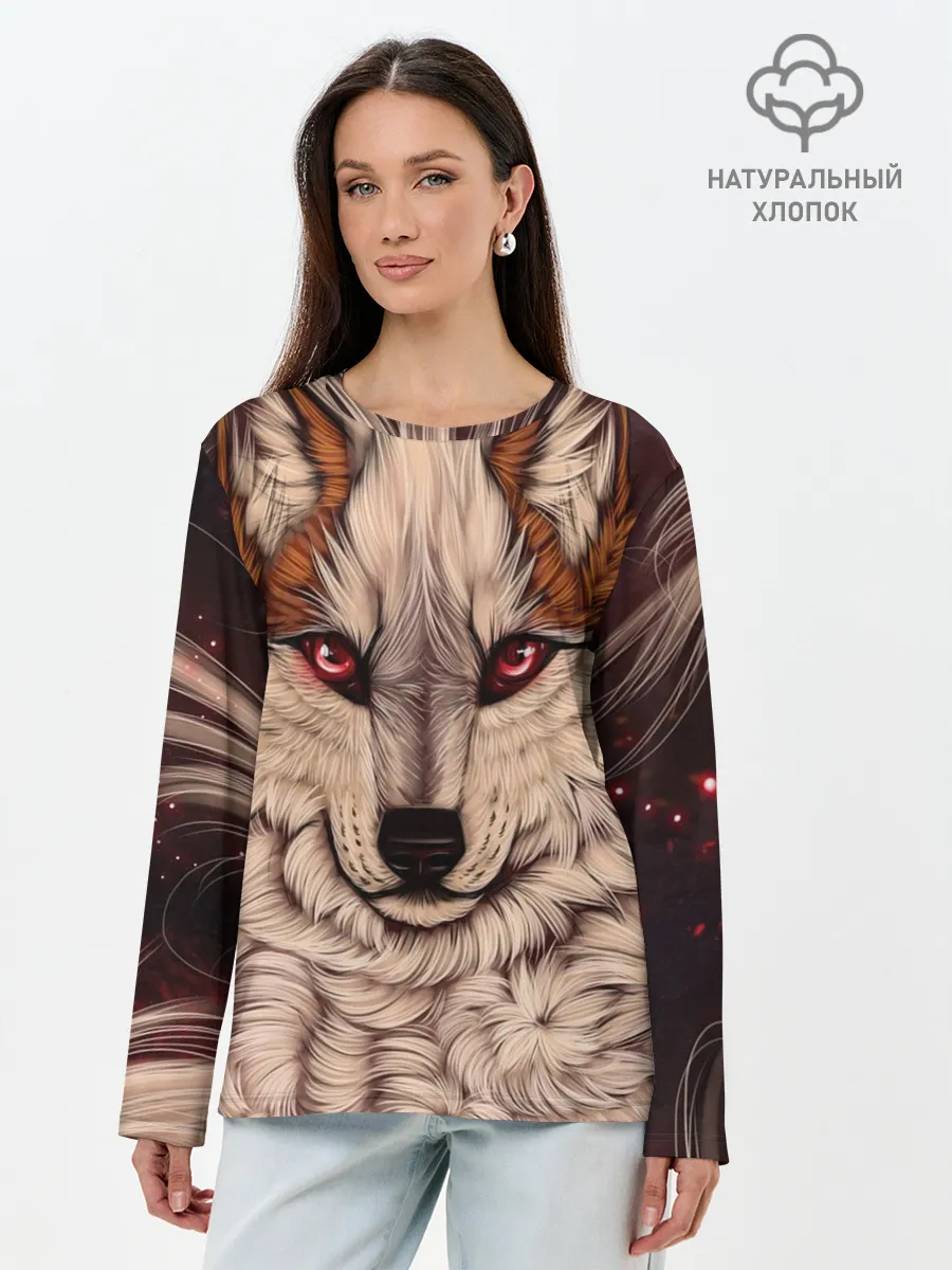 Лонгслив женский. Хлопок / Красивая Волчица
